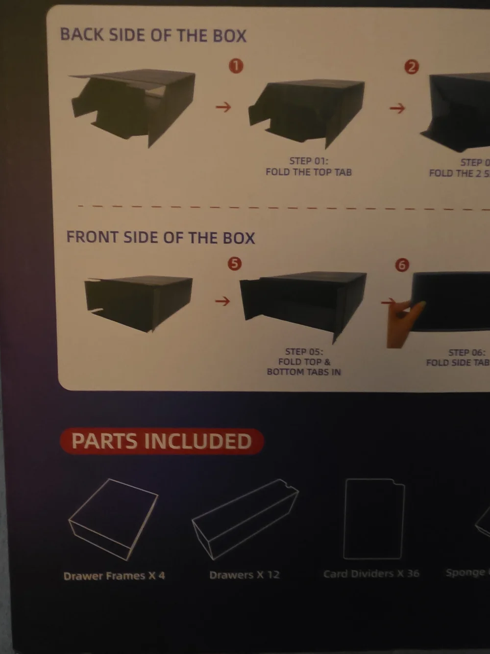 Black Card Storage Box - 12-Drawer Card Organizer